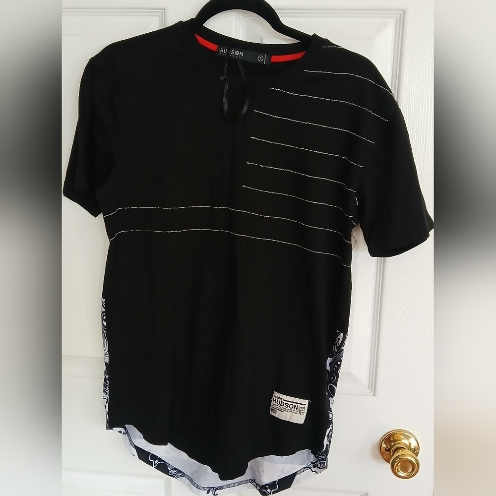 Hudson Black And White American Flag T-Shirt Mens Size Small Streetwear Casual